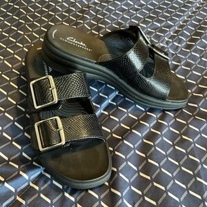 Clarks Black Double Strap Sandals